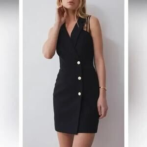 Boskemper Anthropologie Veronica Mini Dress Strappy Button Front Black Large